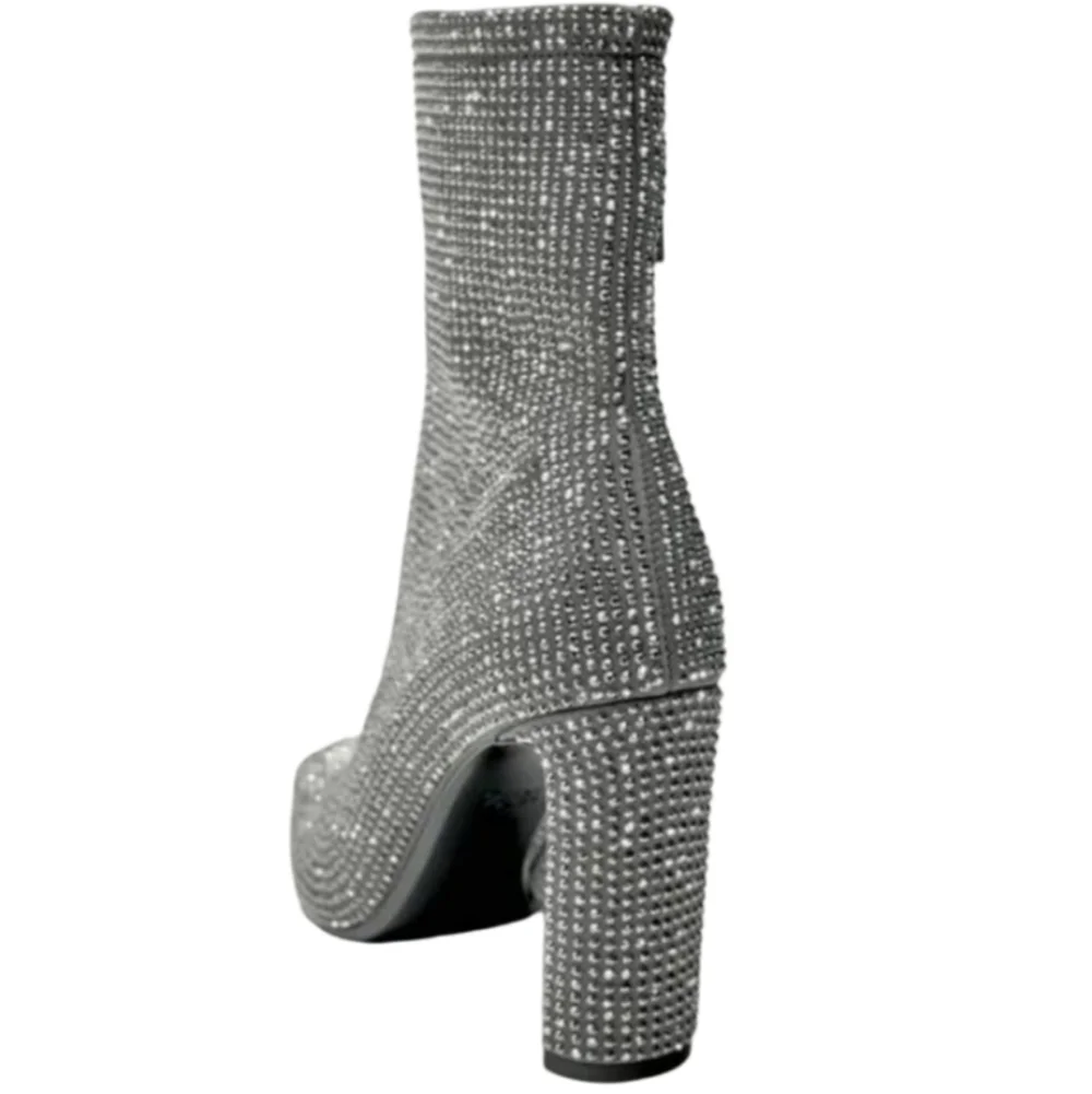 NEW! ZARA Embellished Rhinestone Heeled Ankle Boots 36=6.